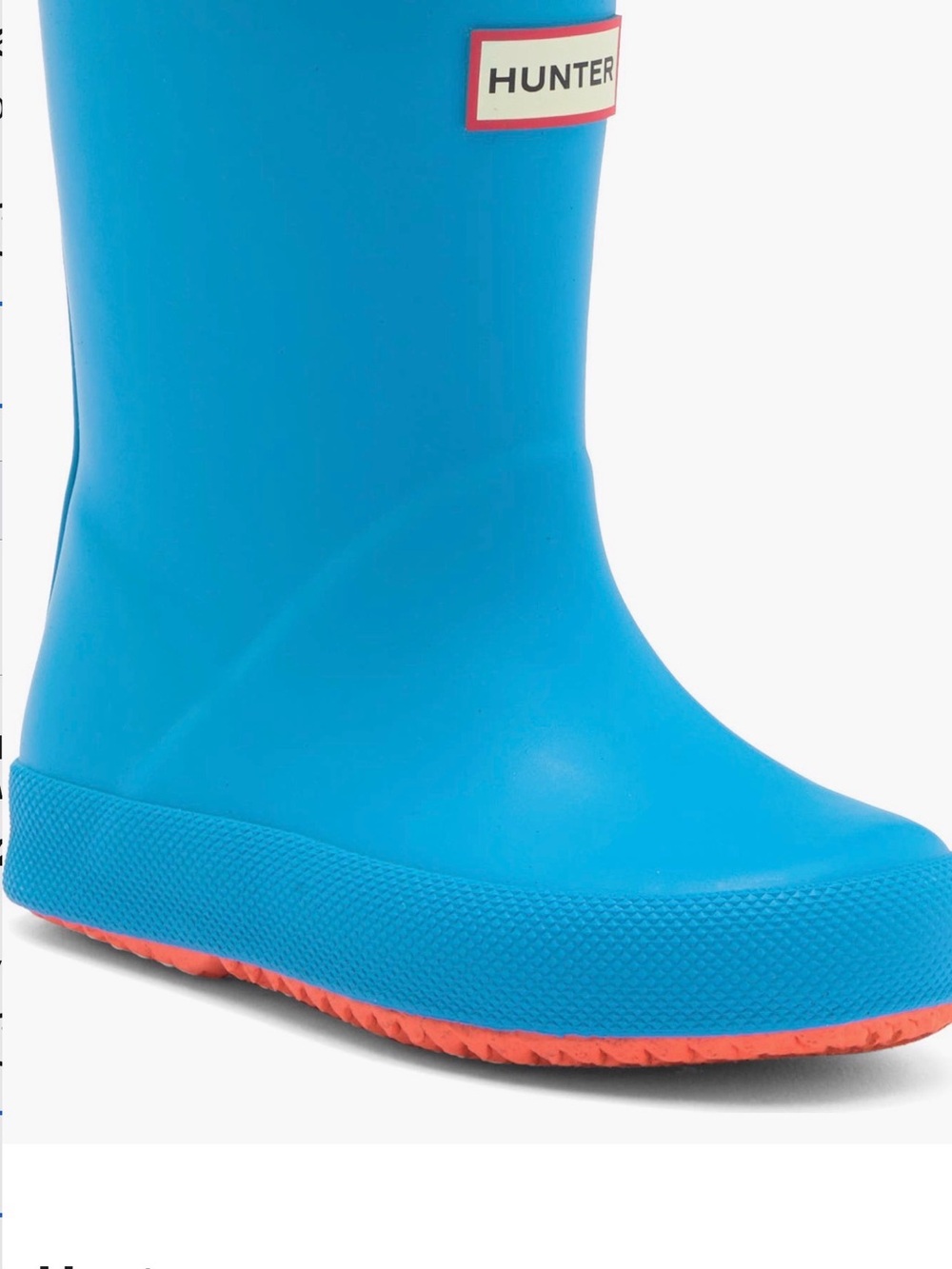 Hunter Kids Bright Blue Rain Boots with Orange Outsole